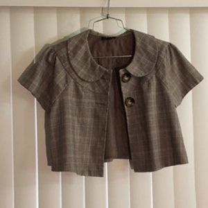 Peter pan collar crop jacket
